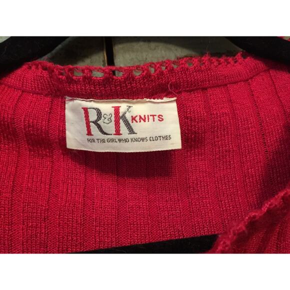 RK Knits Vintage Hot pink Ribbed Button Long Sleeve Light Weight Sweater - Picture 2 of 3
